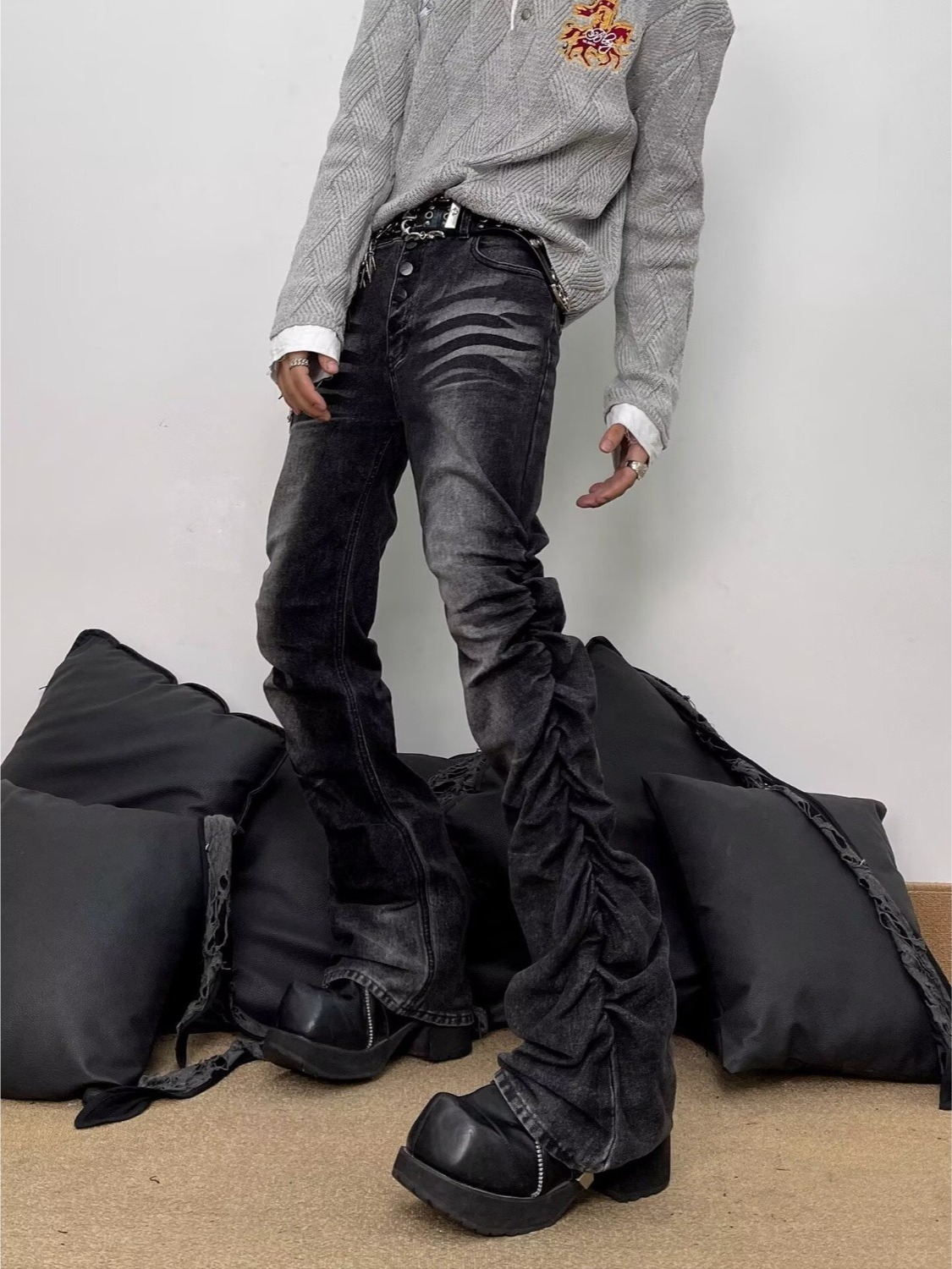 Streetwear Brand Denim - Męskie jeansy w stylu retro, dopasowane,